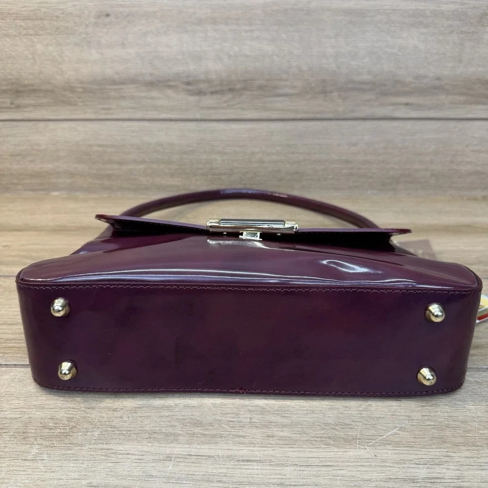 Pratesi Barchetta Italian Leather Shoulder Bag Chianti Burgundy Gold Hardware